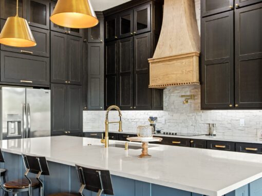 Rustic, contemporary kitchen remodel in Haslet, TX with black stained cabinets
