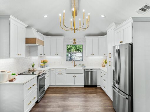 Bright white contemporary kitchen remodel in Mansfield, TX