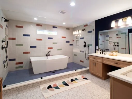 Mid-century bathroom remodel and addition in Chelsea Park, Colleyville, TX by Home Front