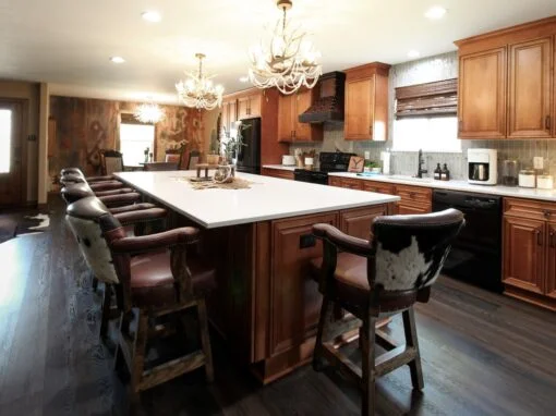 Rustic kitchen remodel in Burleson, TX with a large island