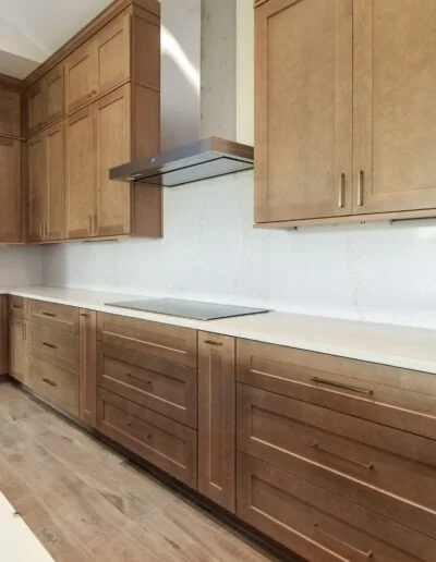 Kitchen in a whole house remodel in Azle, TX with quartz backsplash